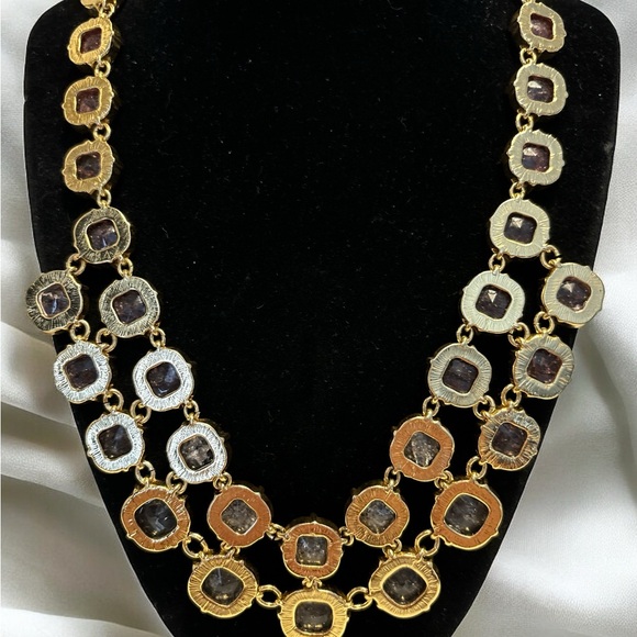 Talbots Gold Tone Pink Crackle Necklace 19” + 3” - Picture 3 of 8